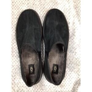 UGG Mens Size 13 Black Suede Slip On Shoes Shearling Lined Comfort Casual